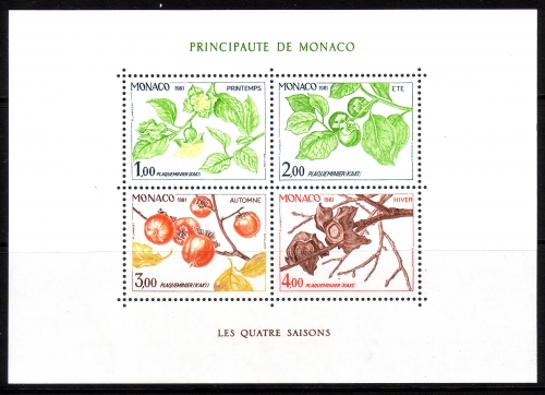 MONACO BLOCK 18 POSTFRISCH(MINT) KAKIPFLAUME DIE VIER JAHRESZEITEN (I) 1981