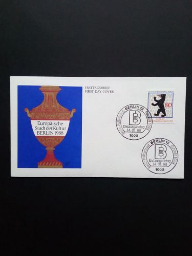 BERLIN MI-NR. 800 FDC MITLÄUFER KULTURHAUPTSTADT EUROPAS BERLINER BÄR 1988