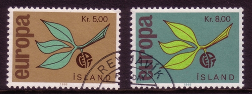 ISLAND MI-NR. 395-396 GESTEMPELT(USED) EUROPA 1965 ZWEIG