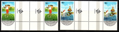 ALAND MI-NR. 102-103 o ZWISCHENSTEGPAARSATZ MIT RAUTE NORDEN 1995 TOURISMUS GOLF ANGELN