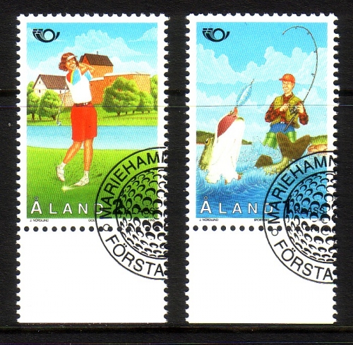 ALAND MI-NR. 102-103 GESTEMPELT(USED) NORDEN 1995 TOURISMUS GOLF ANGELN