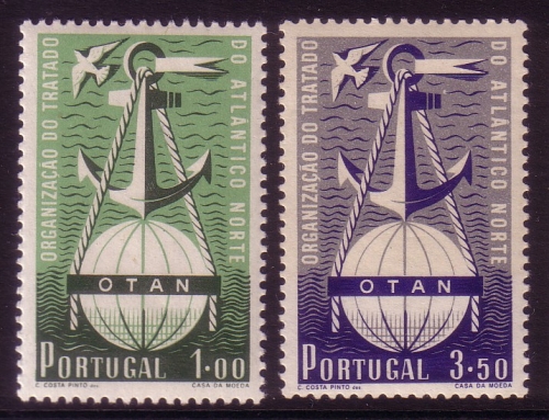 PORTUGAL MI-NR. 778-779 POSTFRISCH 3 JAHRE NATO WELTKUGEL UND ANKER