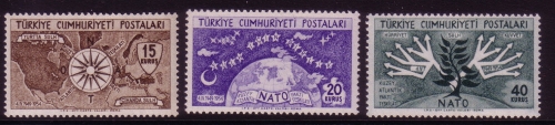 TÜRKEI MI-NR. 1388-1390 POSTFRISCH(MINT) 5 JAHRE NATO WINDROSE STERNE BAUM