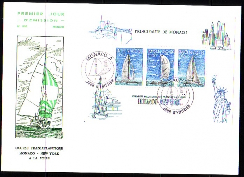 MONACO BLOCK 30 FDC TRANSATLANTISCHE SEGELREGATTA MONACO - NEW YORK