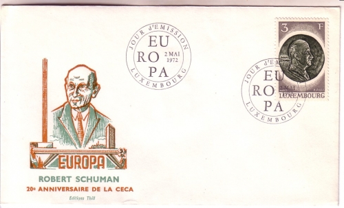 LUXEMBOURG MI-NR. 849 FDC MITLÄUFER 1972 ROBERT SCHUMAN
