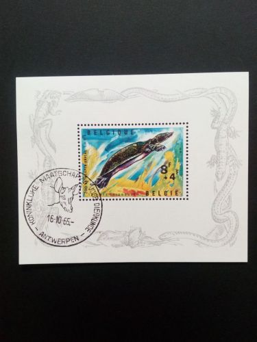 BELGIEN BLOCK 33 GESTEMPELT(USED) REPTILIEN aus dem ANTWERPENER ZOO 1965 DREIKLAUE