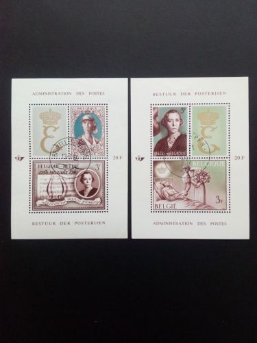 BELGIEN BLOCK 34-35 GESTEMPELT(USED) KÖNIGIN ELISABETH 1966