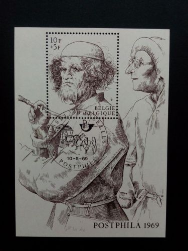 BELGIEN BLOCK 39 GESTEMPELT(USED) POSTPHILA 1969 FEDERZEICHNUNG VON BRUEGHEL