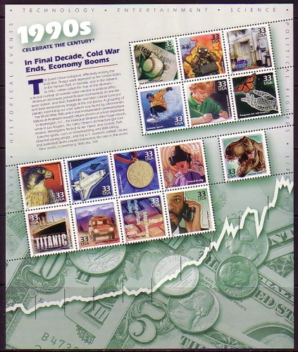USA BLOCK 51 POSTFRISCH(MINT) DIE USA IM 20. JAHRHUNDERT (X) 1990-1999