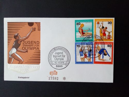 DEUTSCHLAND MI-NR. 882-885 FDC(FIDACOS) JUGEND 1976 JUGEND TRAINIERT FÜR OLYMPIA