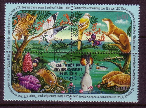 UNO GENF MI-NR. 194-197 GESTEMPELT(USED) MITLÄUFER 1991 ECE EULE SCHWAN IGEL SCHMETTERLING