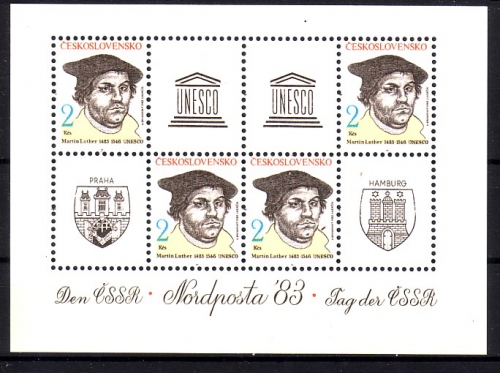 TSCHECHOSLOWAKEI BLOCK 56 POSTFRISCH NORDPOSTA `83 HAMBURG WAPPEN UNESCO