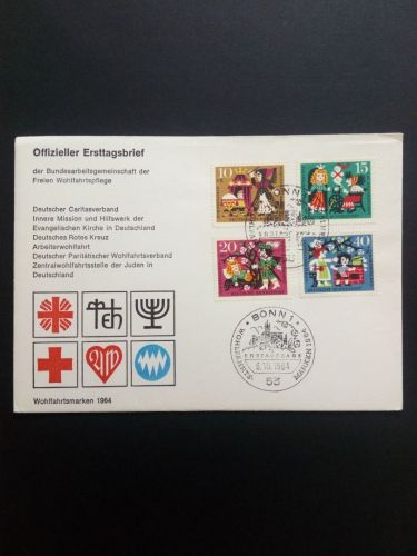 DEUTSCHLAND MI-NR. 447-450 FDC WOHLFAHRT 1964 GRIMMS MÄRCHEN VI DORNRÖSCHEN