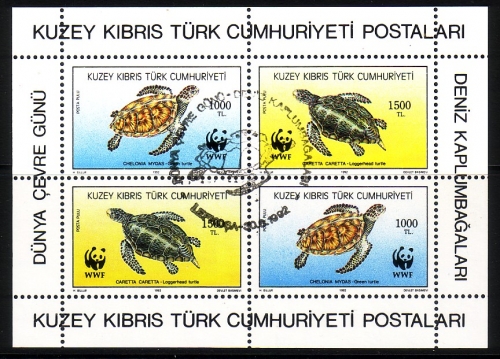 TÜRKISCH ZYPERN BLOCK 11 GESTEMPELT(USED) NATURSCHUTZ 1992 SCHILDKRÖTEN WWF