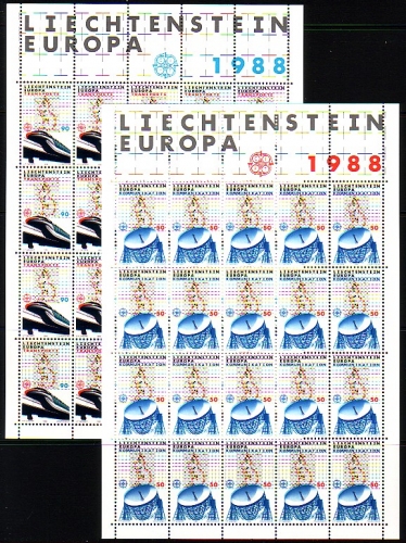 LIECHTENSTEIN MI-NR. 937-938 POSTFRISCH(MINT) KLEINBOGENSATZ EUROPA 1988 TRANSPORT- und KOMMUNIKATIONSMITTEL