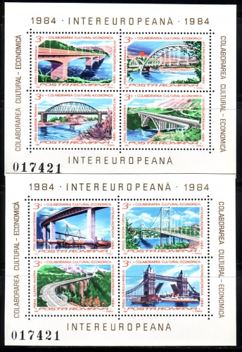 RUMÄNIEN BLOCK 202-203 POSTFRISCH(MINT) INTEREUROPA 1984 BRÜCKEN