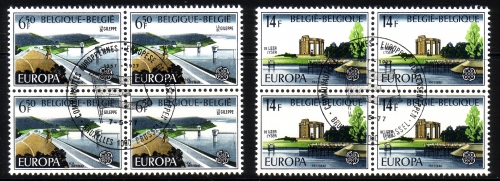 BELGIEN MI-NR. 1905-1906 GESTEMPELT(USED) 4er BLOCK EUROPA 1977 LANDSCHAFTEN