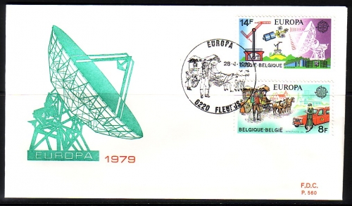 BELGIEN MI-NR. 1982-1983 FDC EUROPA 1979 POSTKUTSCHE POSTAUTO STEMPEL FLEURUS