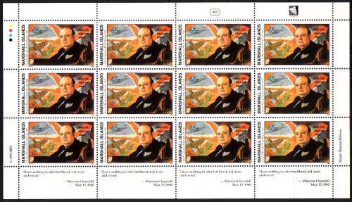 MARSHALL-INSELN MI-NR. 302 POSTFRISCH(MINT) KLEINBOGEN GESCHICHTE DES 2. WELTKRIEGS(VII) PRÄSIDENTENWAHL VON CHURCHILL