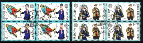 BELGIEN MI-NR. 2058-2059 GESTEMPELT(USED) 4er BLOCK EUROPA 1981 FOLKLORE