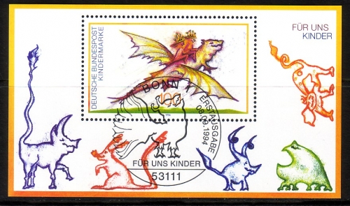 DEUTSCHLAND BLOCK 30 GESTEMPELT(USED) FÜR UNS KINDER 1994 FABELWESEN STEMPEL BONN