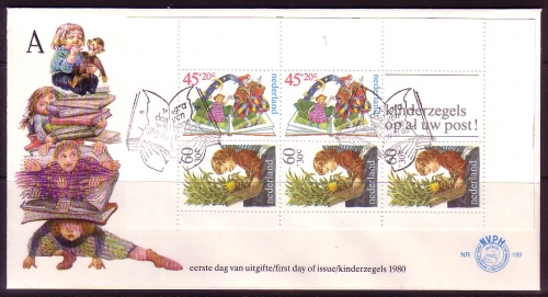 NIEDERLANDE BLOCK 21 FDC DAS KIND UND DAS BUCH 1980