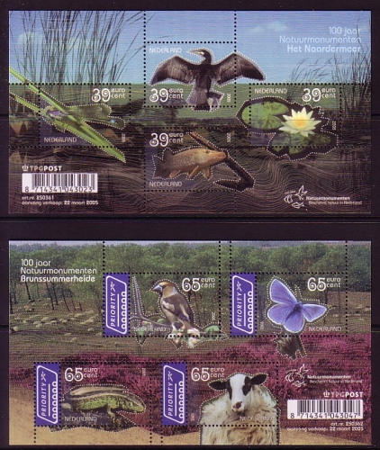 NIEDERLANDE BLOCK 85-86 POSTFRISCH(MINT) NATURDENKMÄLER TIERE VÖGEL FISCHE SCHMETTERLING
