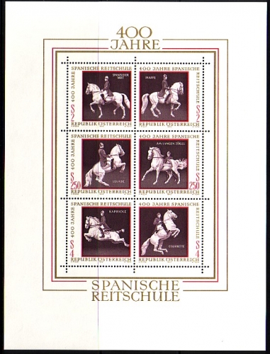 ÖSTERREICH BLOCK 2 POSTFRISCH(MINT) 400 JAHRE SPANISCHE REITSCHULE 1972 PFERDE
