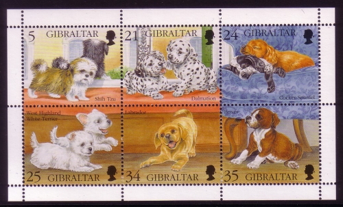 GIBRALTAR MI-NR. 749-754 POSTFRISCH(MINT) KLEINBOGEN HUNDEWELPEN DALMATINER BOXER LABRADOR