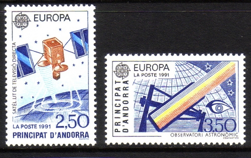 ANDORRA FRANZÖSISCH MI-NR. 423-424 POSTFRISCH(MINT) EUROPA 1991 EUROPÄISCHE WELTRAUMFAHRT SATELLIT