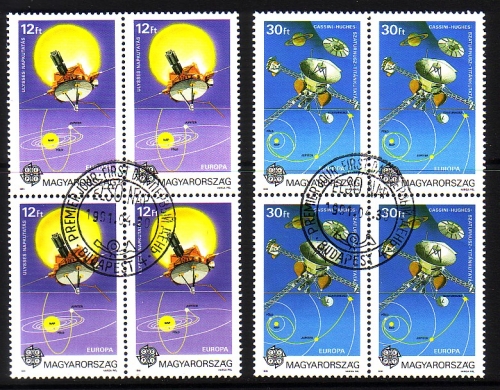 UNGARN MI-NR. 4133-4134 A GESTEMPELT(USED) 4er BLOCK EUROPA 1991 EUROPÄISCHE WELTRAUMFAHRT