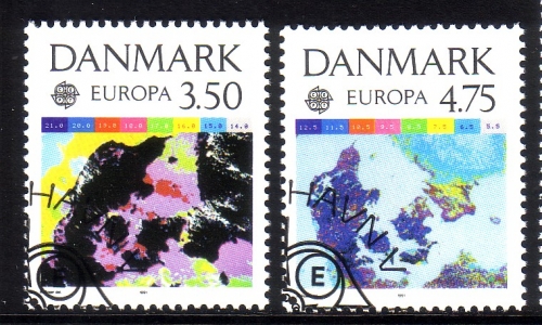 DÄNEMARK MI-NR. 1000-1001 o EUROPA 1991 - EUROPÄISCHE WELTRAUMFAHRT