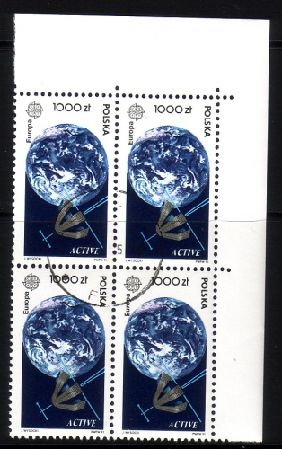 POLEN MI-NR. 2331 o ECKRANDVIERERBLOCK EUROPA 1991 EUROPÄISCHE WELTRAUMFAHRT