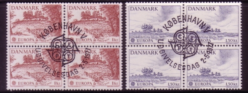 DÄNEMARK MI-NR. 639-640 o 4er BLOCK EUROPA 1977 - LANDSCHAFTEN