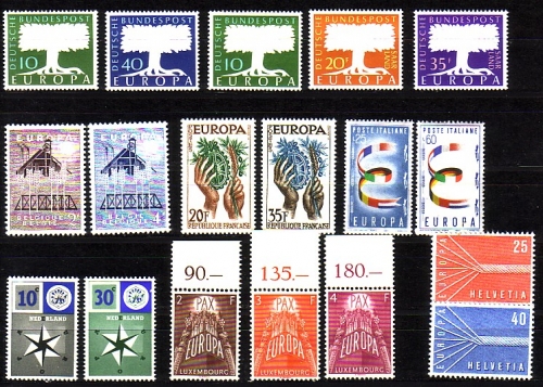 EUROPA CEPT JAHRGANG 1957 POSTFRISCH 18 Werte LUXEMBURG MIT OBERRAND