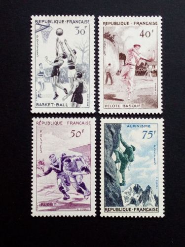 FRANKREICH MI-NR. 1100-1103 POSTFRISCH(MINT) SPORT 1956 BASKETBALL PELOTE RUGBY