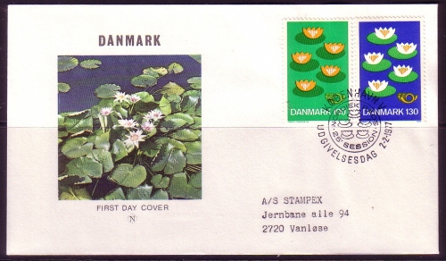 DÄNEMARK MI-NR. 635-636 FDC NORDEN 1977 SEEROSEN