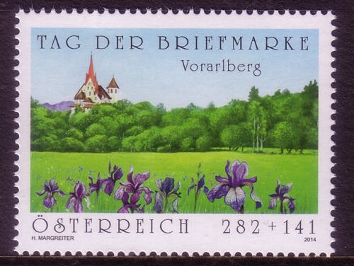 ÖSTERREICH MI-NR. 3159 POSTFRISCH(MINT) TAG DER BRIEFMARKE 2014 BASILIKA SCHWERTLILIE