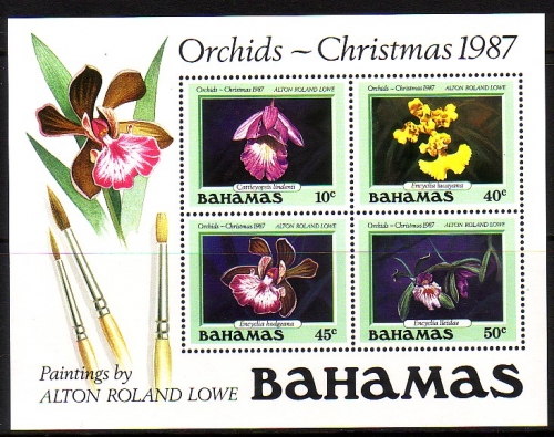 BAHAMAS BLOCK 52 POSTFRISCH(MINT) ORCHIDEEN WEIHNACHTEN 1987