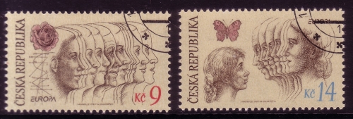 TSCHECHISCHE REPUBLIK MI-NR. 76-77 GESTEMPELT(USED) EUROPA 1995 FRIEDEN und FREIHEIT ROSE SCHMETTERLING