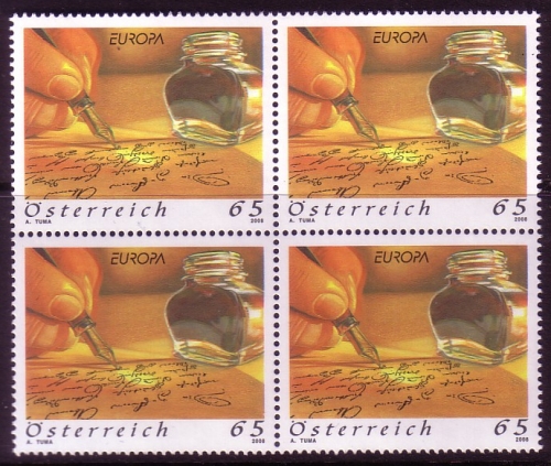 ÖSTERREICH MI-NR. 2752 POSTFRISCH(MINT) 4er BLOCK EUROPA 2008 - BRIEFESCHREIBEN