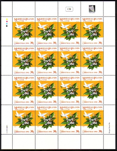 MARSHALL-INSELN MI-NR. 378 POSTFRISCH(MINT) KLEINBOGEN(16) WEIHNACHTEN 1991