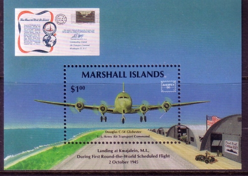 MARSHALL-INSELN BLOCK 1 POSTFRISCH(MINT) BRIEFMARKENAUSSTELLUNG AMERIPEX `86 CHICAGO FLUGZEUGE