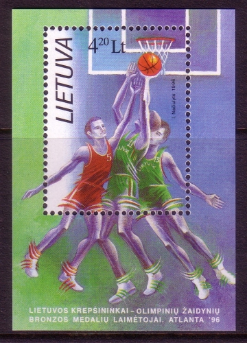 LITAUEN BLOCK 8 POSTFRISCH(MINT) GEWINN DER BRONZEMEDALLIE IM BASKETBALL BEI DER OLYMPIADE 1996 ATLANTA