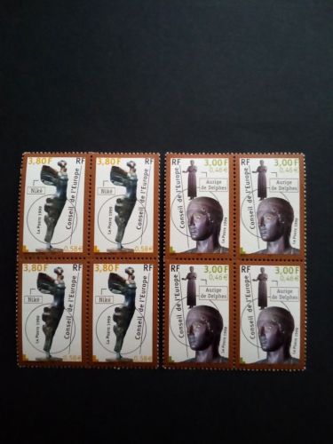 CONSEIL de l´EUROPE MI-NR. 55-56 4er-BLOCK POSTFRISCH(MINT) ANTIKE und ZEITGENÖSSISCHE SKULPTUREN 1999