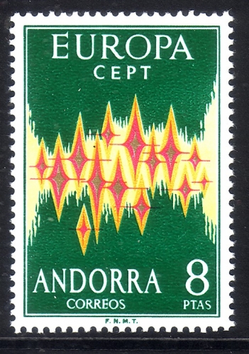 ANDORRA SPANISCH MI-NR. 71 POSTFRISCH CEPT 1972 STERNE