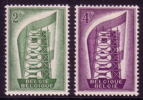 BELGIEN MI-NR. 1043-1044 * EUROPA CEPT 1956 MIT FALZ