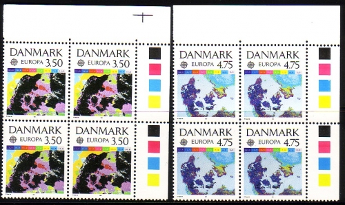 DÄNEMARK MI-NR. 1000-1001 POSTFRISCH(MINT) 4er BLOCK EUROPA 1991 - EUROPÄISCHE WELTRAUMFAHRT