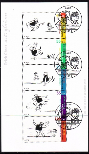 DEUTSCHLAND BLOCK 63 GESTEMPELT(USED) VATER und SOHN SCHLITTENBAHN STEMPEL BONN