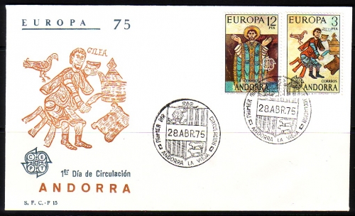ANDORRA SPANISCH MI-NR. 96-97 FDC EUROPA CEPT 1975 GEMÄLDE